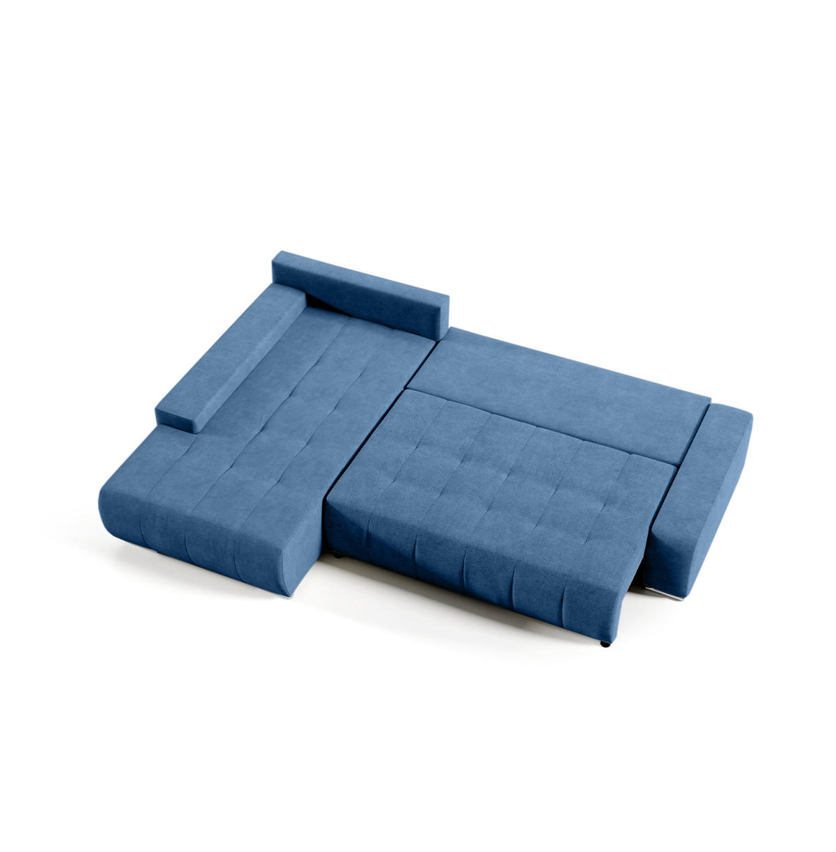 ECKSOFA mit Schlaffunktion Dhaka L, Dunkelblau - Blau, Textil (185/265cm) - Fedve