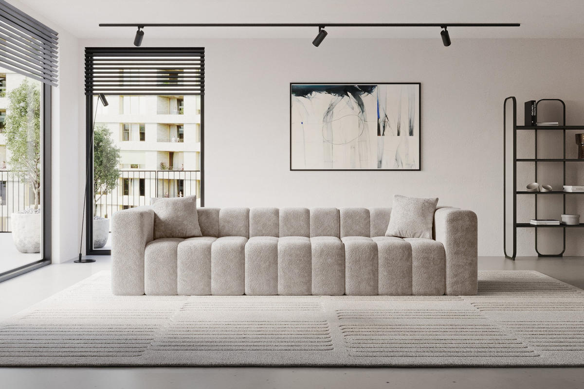 POHOVKA 3-MÍSTNÁ DONY-3 315x90x71 cm Světle šedá Žinylka - černá/světle šedá, kompozitní dřevo/textil (315/71/90cm) - ALTDECOR