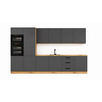 KÜCHENZEILE 360 cm – Nexa K109-G360 – in Grau / Matt - Schwarz/Grau, Holz/Metall (360/212/58cm) - ROYAL24_MARKT