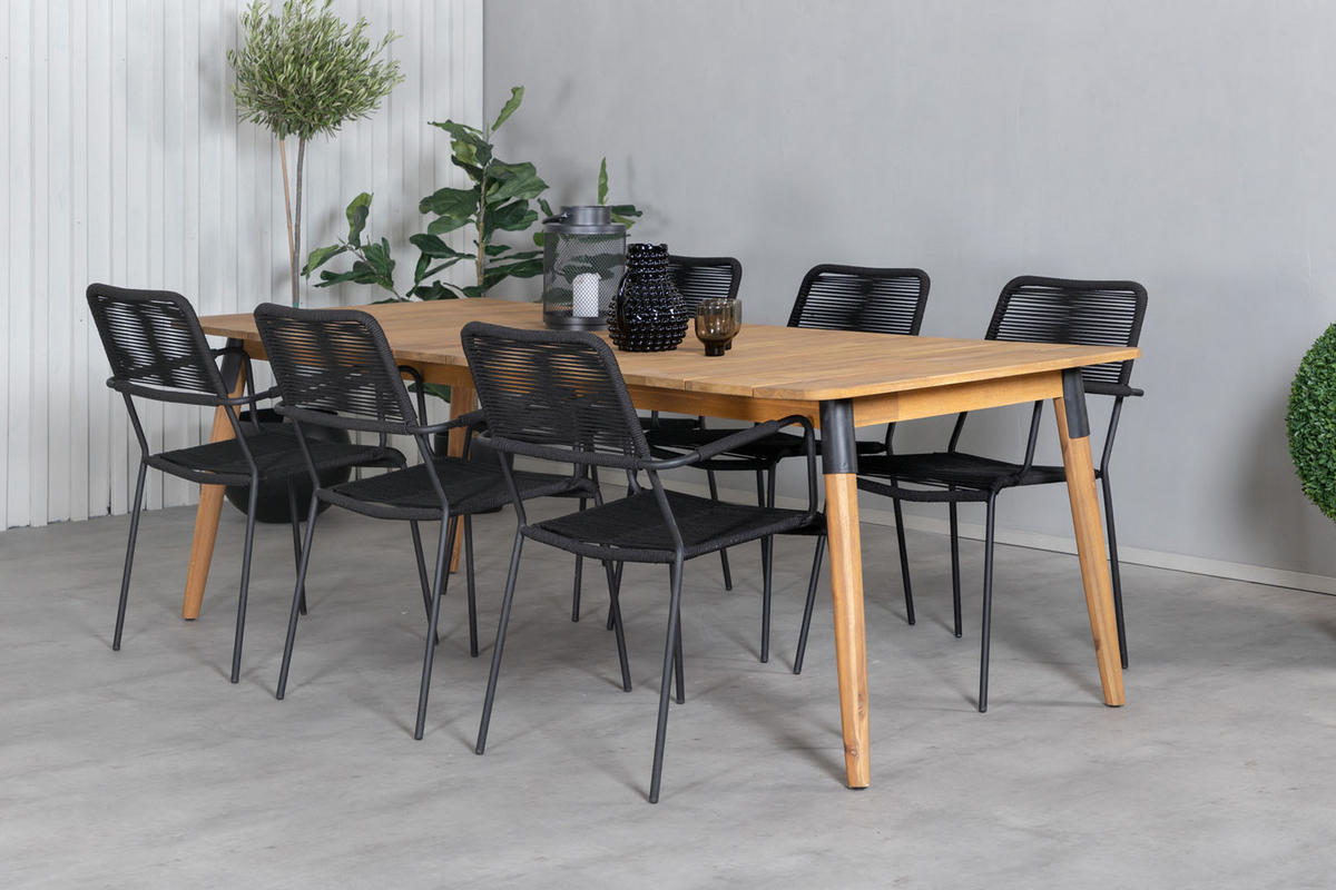 GARTENTISCHGRUPPE Schwarz - Schwarz, Holzwerkstoff - ebuy24