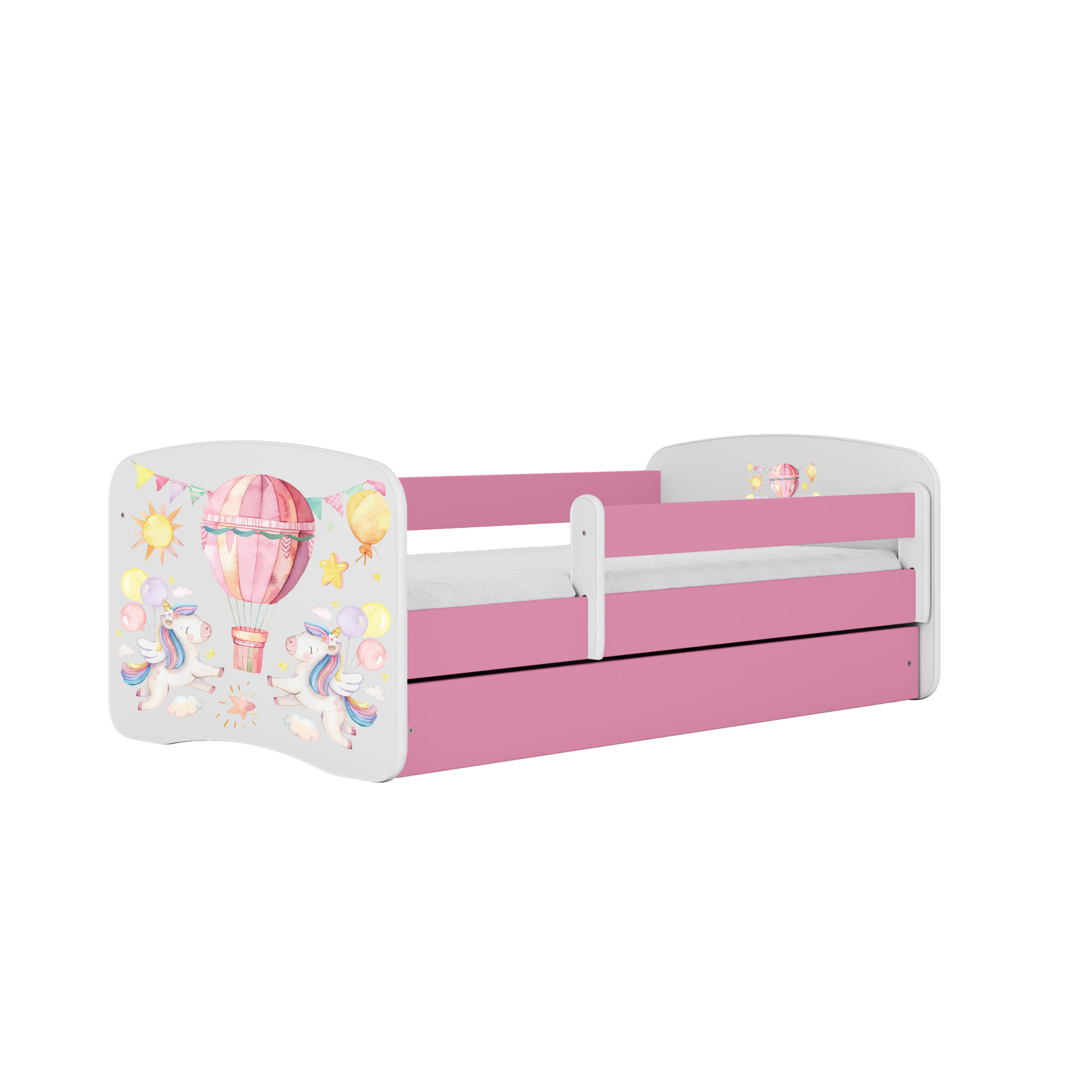 KINDERBETT Ballon mit Schublade 140/70 80/61/144 - Rosa, Holzwerkstoff (70/140cm) - RAUMHIRSCH FURNITURE