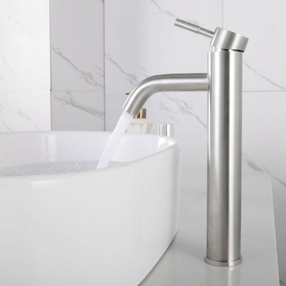 BADARMATUR mit 60 cm Schlauch, 305 x 145 mm, silber - Silberfarben, Metall (38/5/18cm) - Vallsero