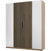 DREHTÜRENSCHRANK Kaya 200/62/239 4-Türig mit zwei Spiegel - Eichefarben/Schwarz, Holzwerkstoff (200/239/62cm) - Beautysofa