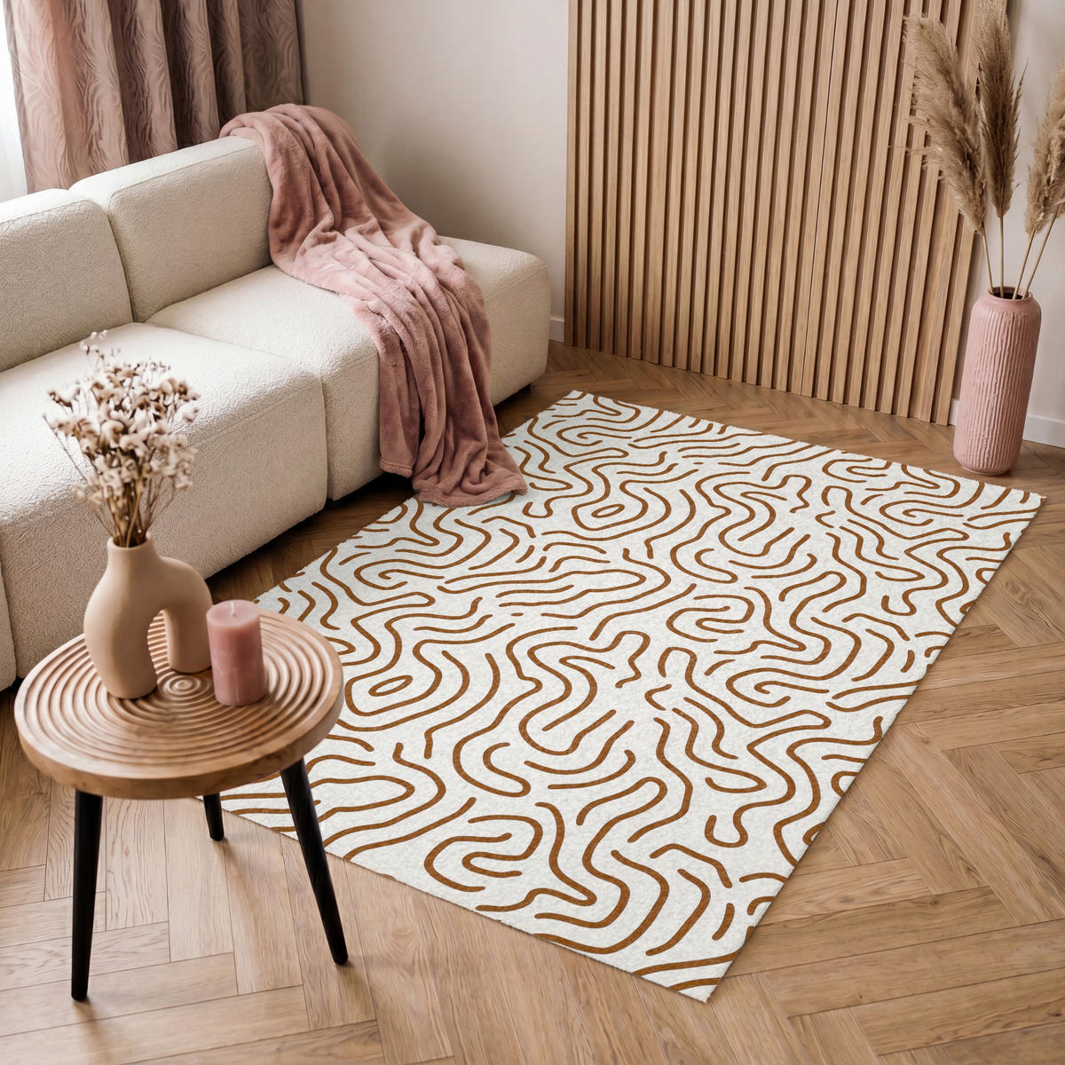 KOBERCE - Minimalistický - Vzor - Terakota - 120x180 cm - hnedá, textil/plast (120/0.4cm) - OnlyWow