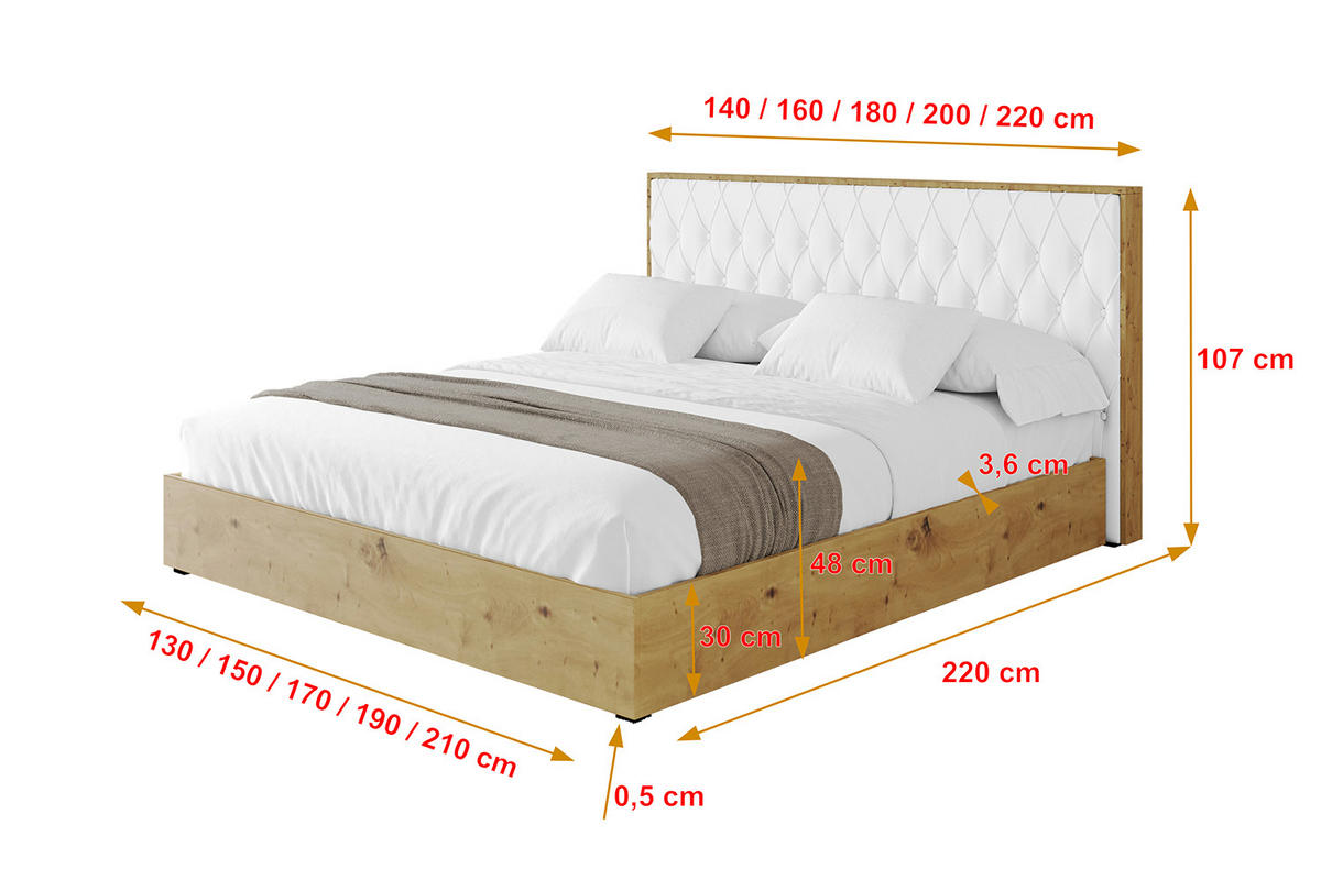 POLSTERBETT mit Bettkasten und Lattenrost, Bett mit Matratze H3/H4 - ENZO5 180x200 Weiß Kunstleder - Weiß Hochglanz, Holzwerkstoff/Textil (180/200cm) - ALTDECOR