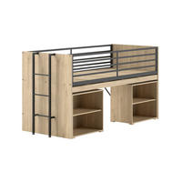 HALBHOCHBETT 90x200 Keelia Eiche mit Schreibtisch Stauraum - Eichefarben, Kunststoff (90/200cm) - 58aufmkessel