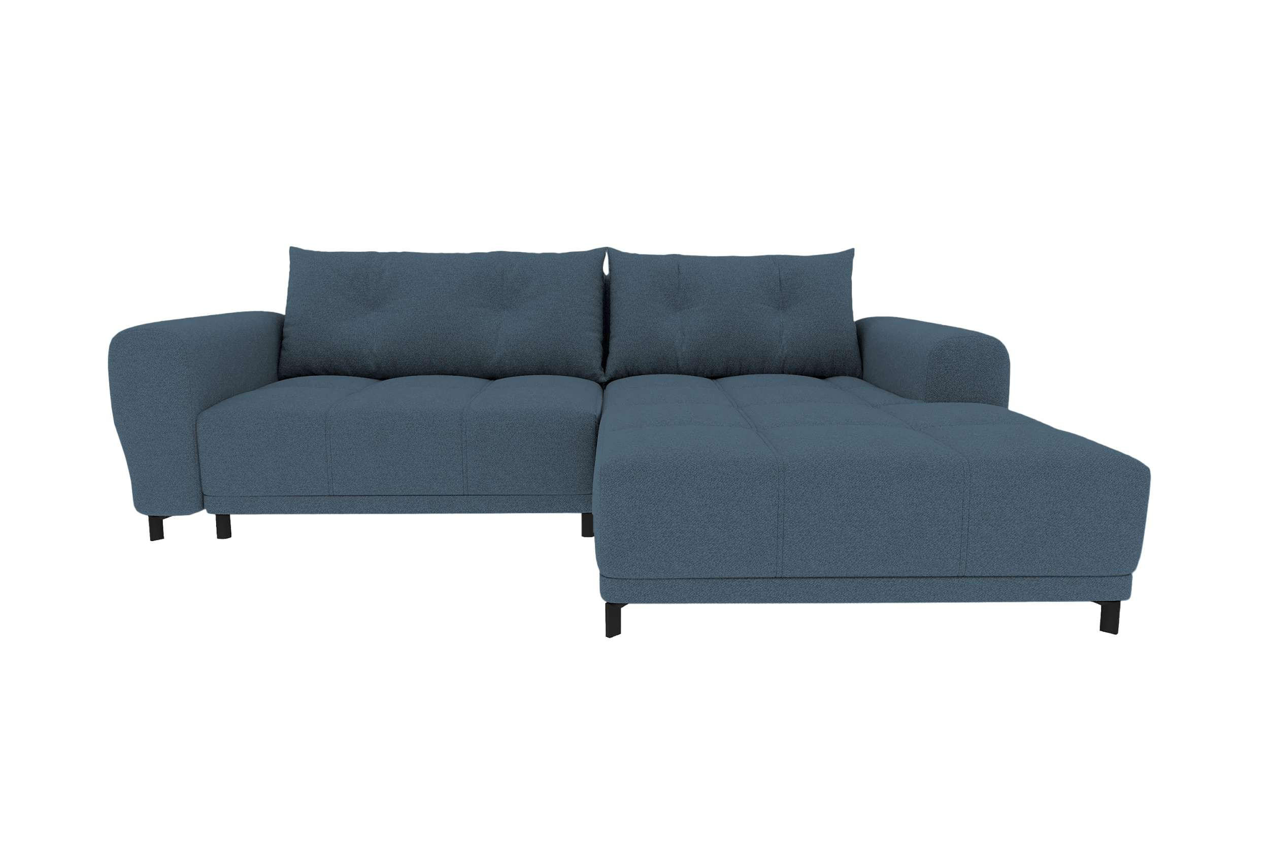 ECKSOFA Massimo Strukturstoff Dunkelblau inkl. Schlaffunktion Rechts - Schwarz/Dunkelblau, Textil/Metall (246/177cm) - 99rooms