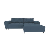 ECKSOFA Massimo Strukturstoff Dunkelblau inkl. Schlaffunktion Rechts - Schwarz/Dunkelblau, Textil/Metall (246/177cm) - 99rooms