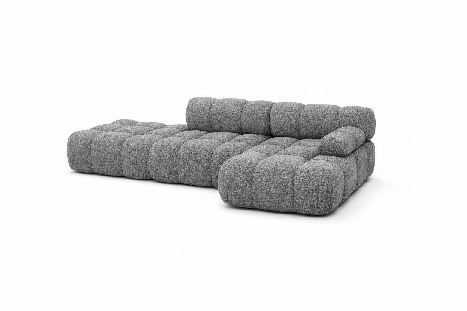 ECKSOFA L-Form Modular Mit Hocker, Bouclé-Stoff Abriamo, Dunkelgrau, Rechts, Selia - Dunkelgrau, Holz (285/160cm) - Kaiser Möbel