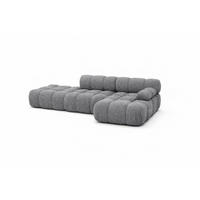 ECKSOFA L-Form Modular Mit Hocker, Bouclé-Stoff Abriamo, Dunkelgrau, Rechts, Selia - Dunkelgrau, Holz (285/160cm) - Kaiser Möbel