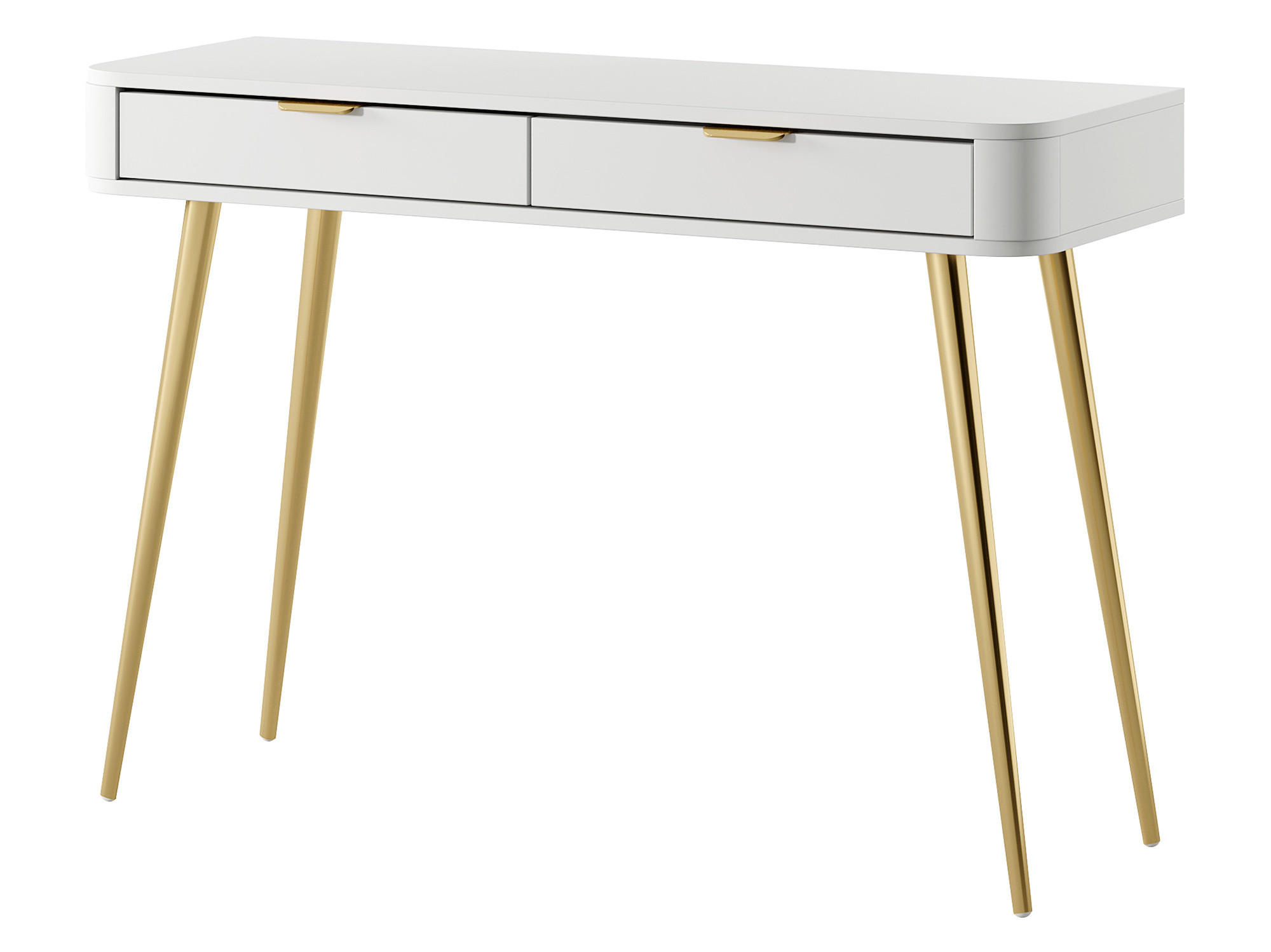 KONSOLENTISCH Oval Weiß 112 cm - Goldfarben/Weiß, Holzwerkstoff/Metall (38/112/78cm) - Selsey