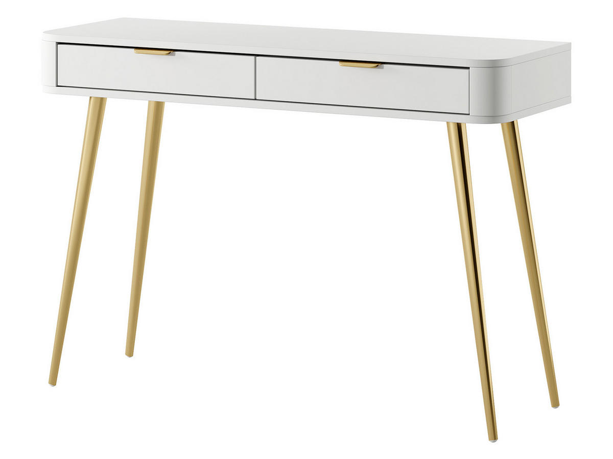 KONSOLENTISCH Oval Weiß 112 cm - Goldfarben/Weiß, Holzwerkstoff/Metall (38/112/78cm) - Selsey