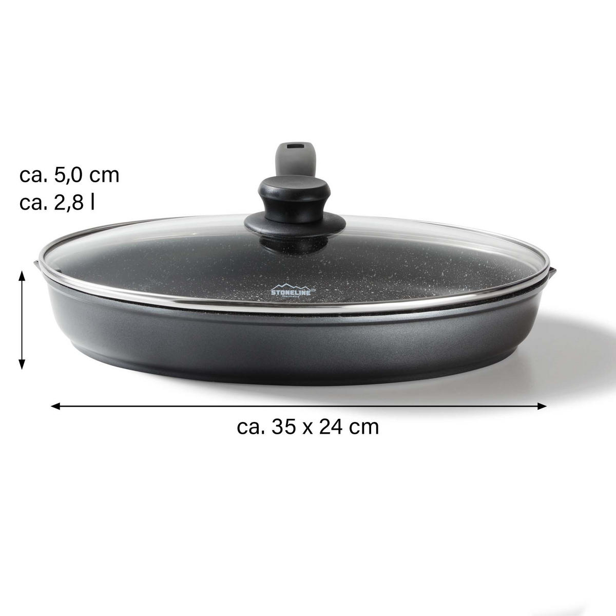 XXL FISCH- UND SCHNITZELPFANNE - Grau, Metall (42.8/24/5cm) - Stoneline