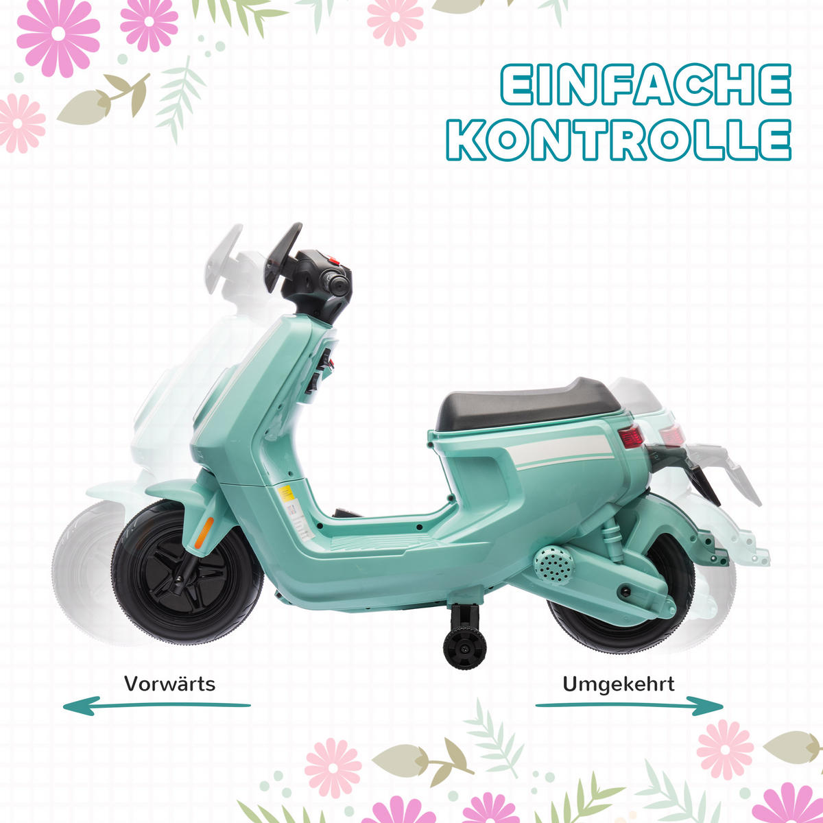 KINDER Elektro-Motorrad - Grün, Metall (90/39/61cm) - AIYAPLAY