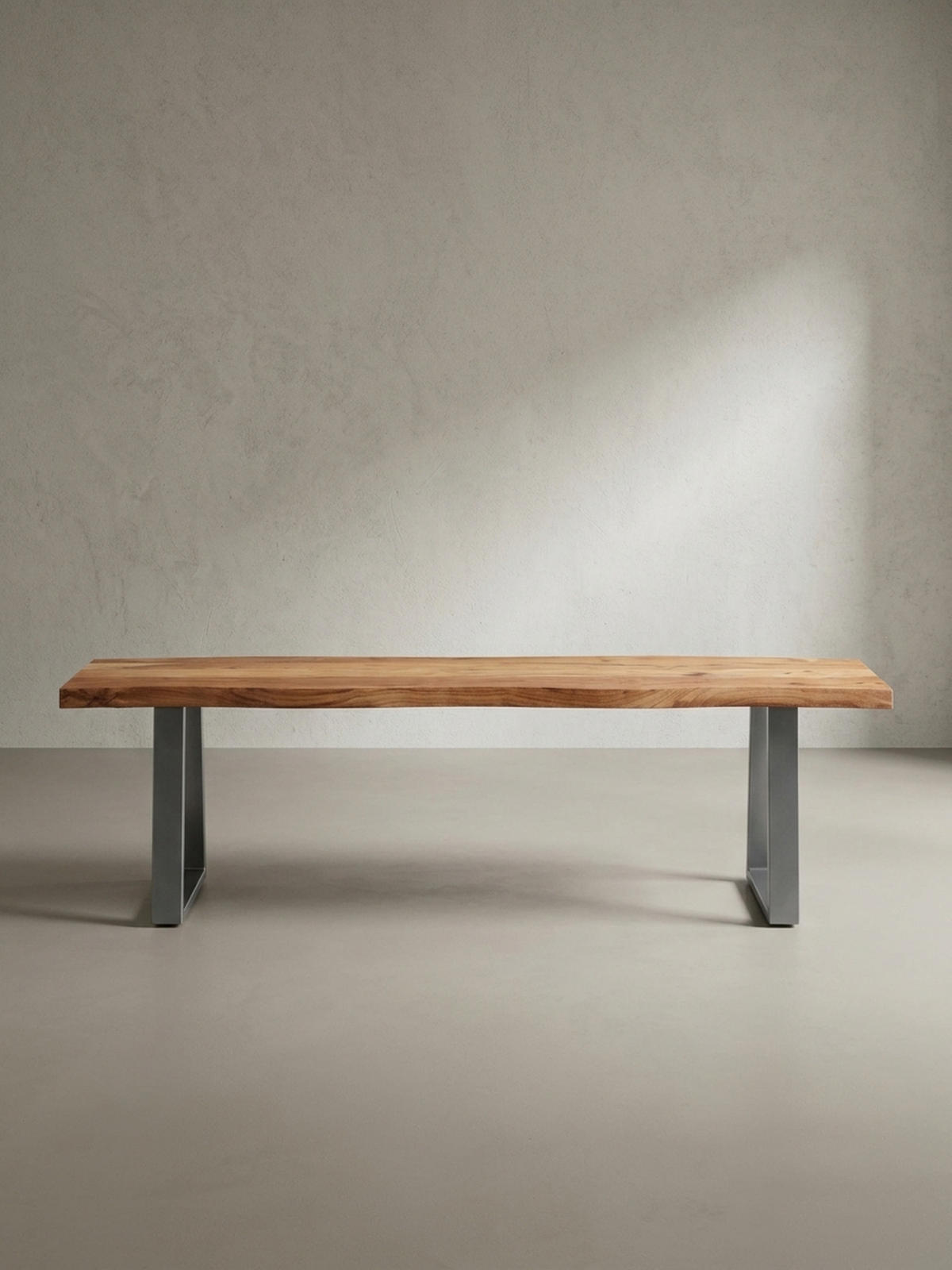 ESSZIMMERBANK Massivholz Metall Baumkante Chromgestell, Akazie 120x40x46 cm - Silberfarben/Braun, Holz/Metall (120/46/40cm) - KADIMA DESIGN