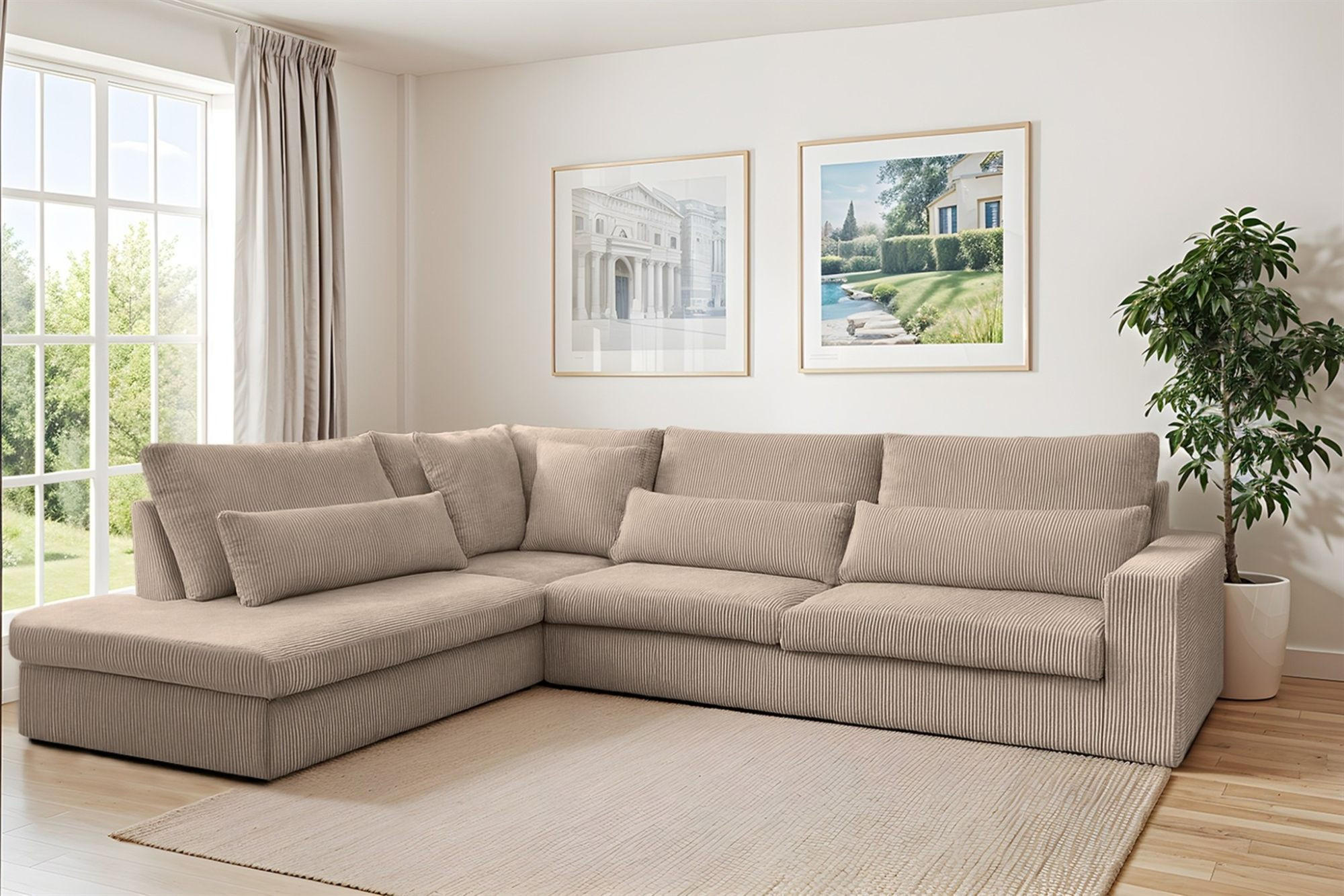 ECKSOFA Thora - Beige, Holzwerkstoff/Textil (315/245cm) - Fun Möbel