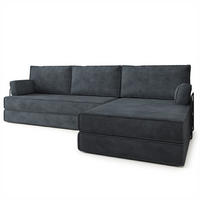 ECKSOFA ANKO modulares Boneless Sofa mit Schlaffunktion Grau Kordstoff - Dunkelgrau, Textil (270/160cm) - MASSENO