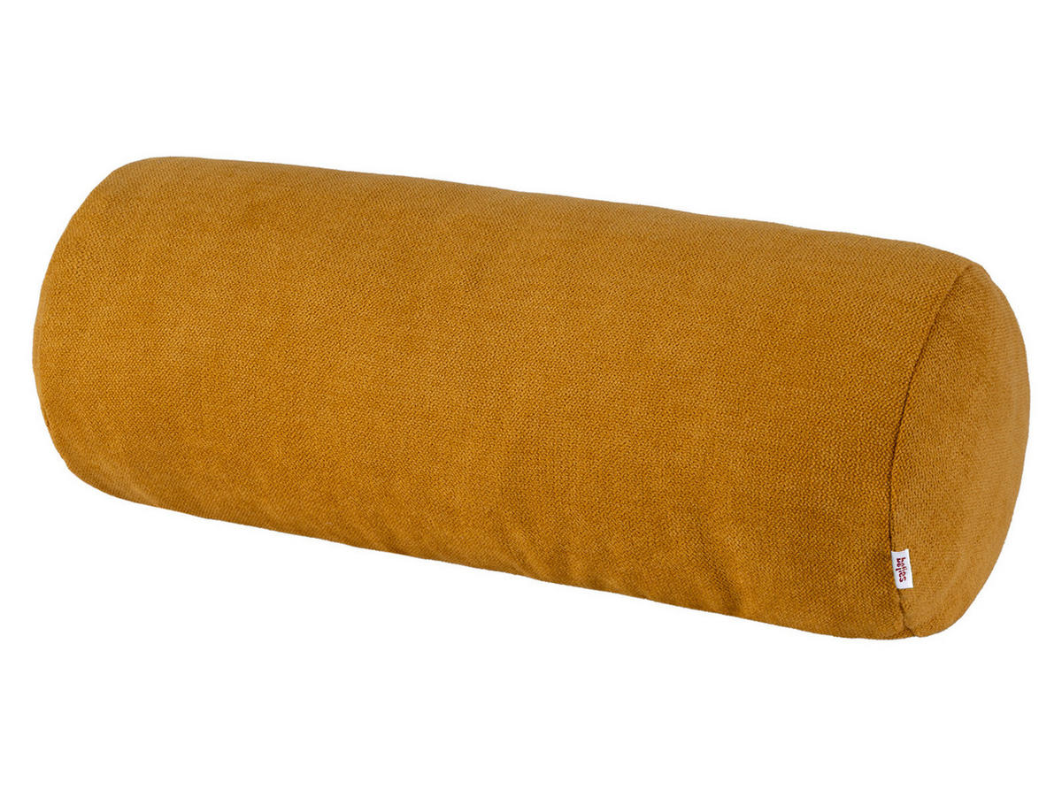 XL-NACKENROLLENHÜLLE FarbTon Chenille-Haptik curry-gelb 70/25 cm - Currygelb, Textil (25/70cm) - beties Heimtextil