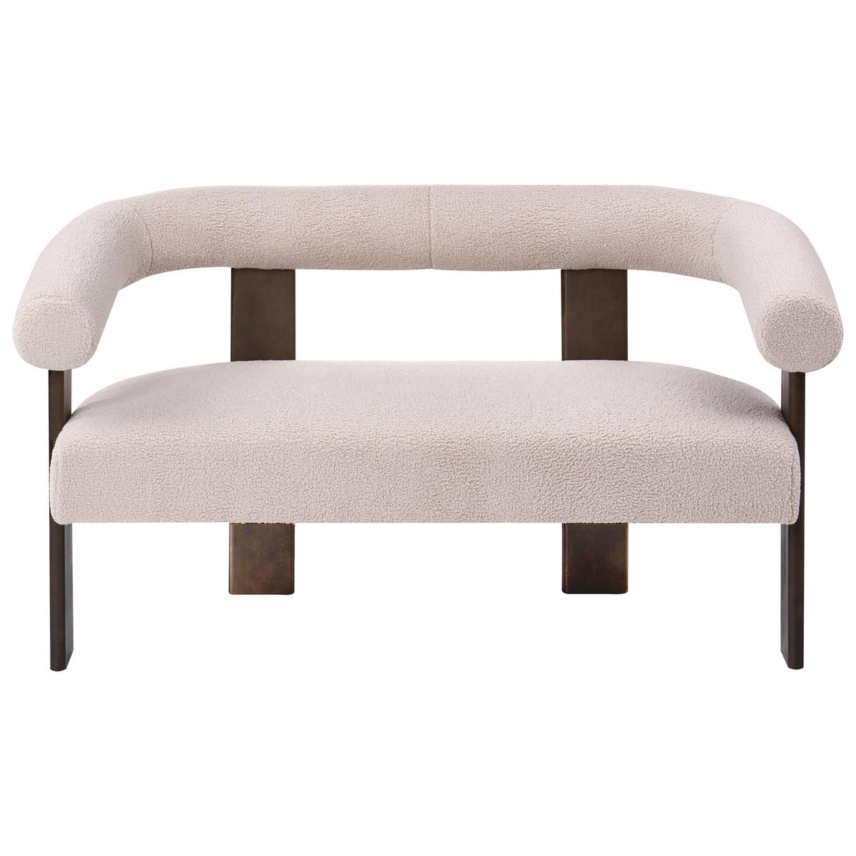 POHOVKA 2-místná Bouclé Tmavě hnědá/Béžová Ilbro - béžová, textil (138/76/68cm) - Beliani