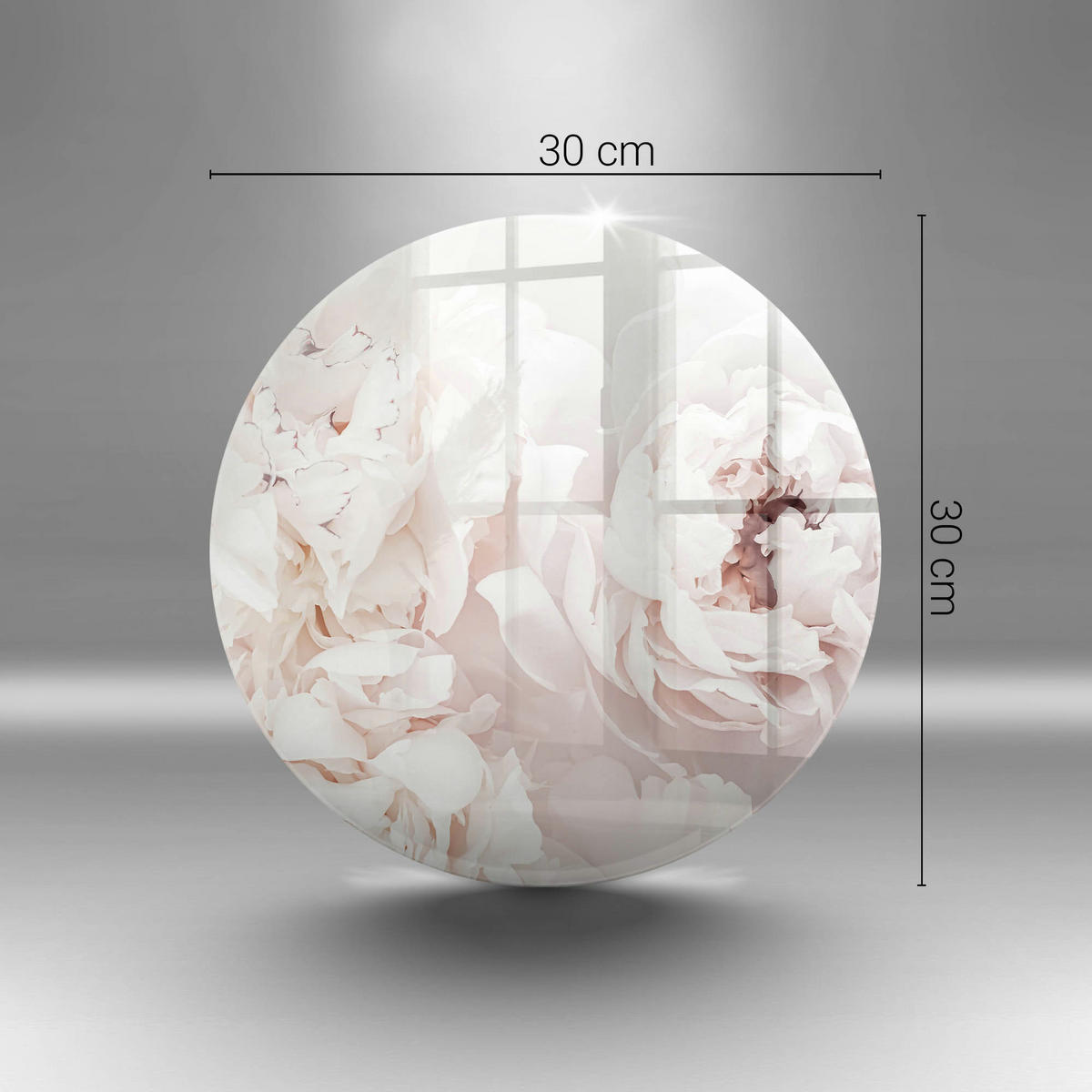 GLASPLATTE Ø 30 cm Pastell Pfingstrosen - Pink, Glas (30/30cm) - Wallfluent