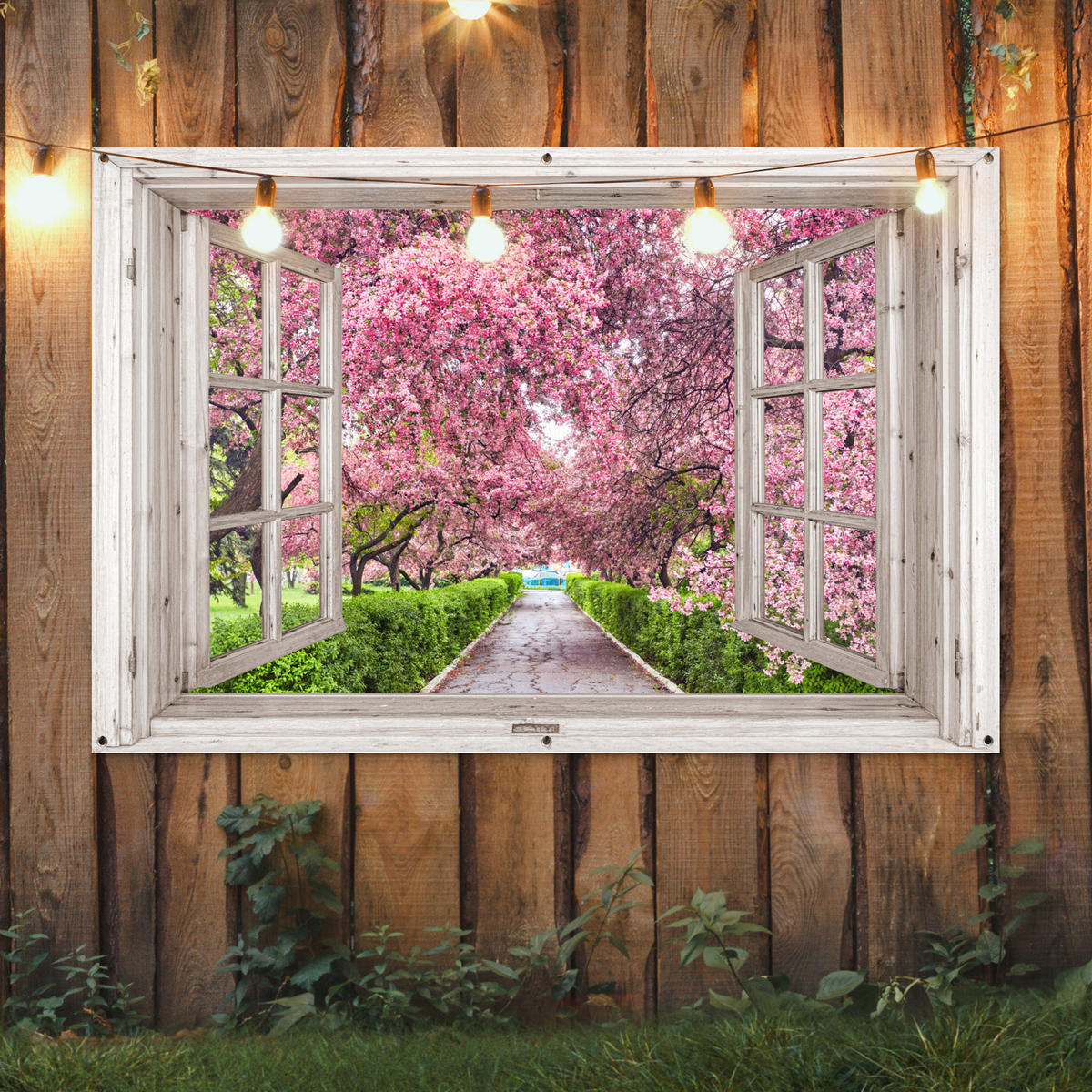 GARTENPOSTER Japanisch - Sakura - Blüte - Baum - Blütenzweige - Durchsichtig 180x120 cm - Rosa, Kunststoff (180/120/0.2cm)
