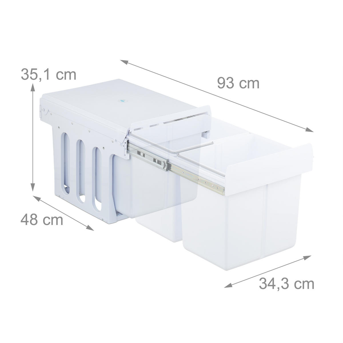 EINBAUMÜLLEIMER - Weiß, Kunststoff/Metall (34.3/35.1/48cm) - Relaxdays