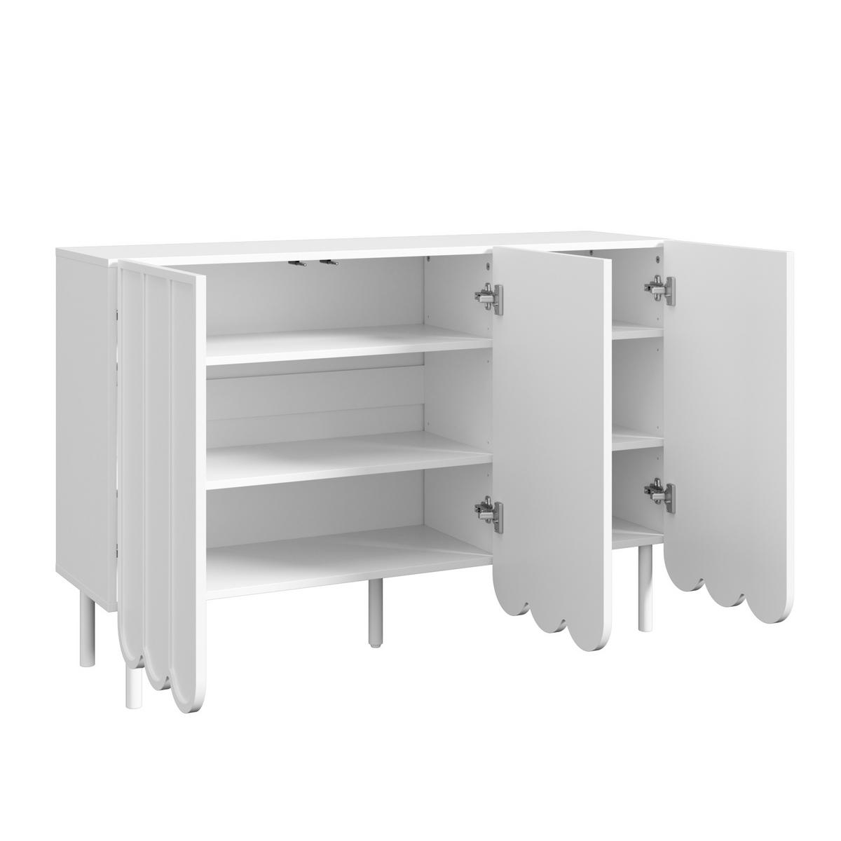 SIDEBOARD mit 3 Türen & 3 Schubladen, Weiß & Holzoptik, 160 x 40 x 80 cm - Weiß, Holzwerkstoff/Metall (120/80/35cm) - Urban Meuble
