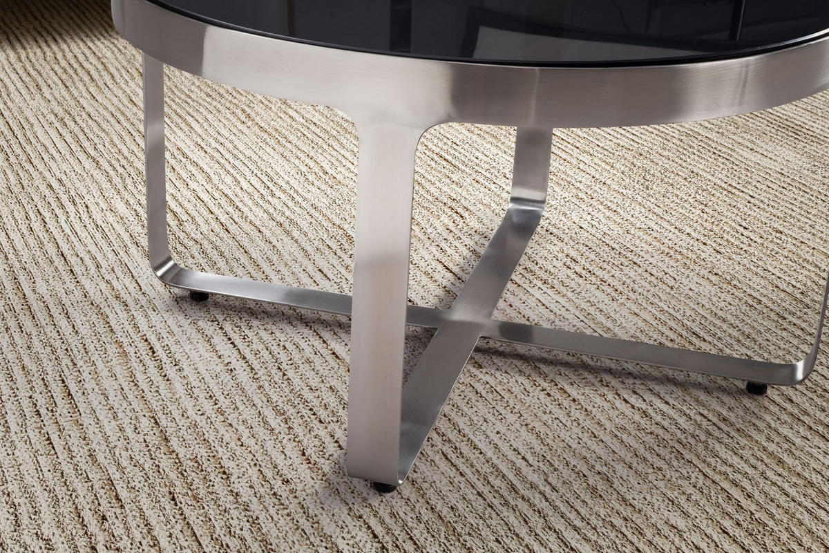 COUCHTISCH Glas Metall Rund 60x60x34 cm mit Griffen Silber Modern - Silberfarben, Glas/Metall (60/60/34cm) - KADIMA DESIGN