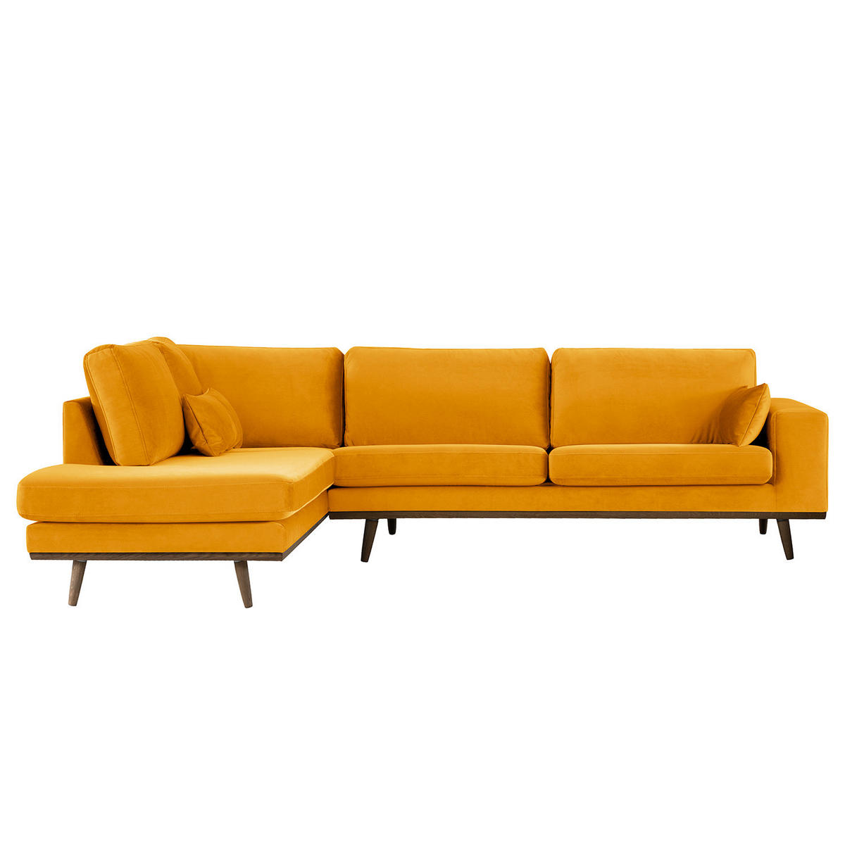 ECKSOFA mit Ottomane - Eichefarben/Gelb, Eichenholz/Textil (287/219cm) - home24