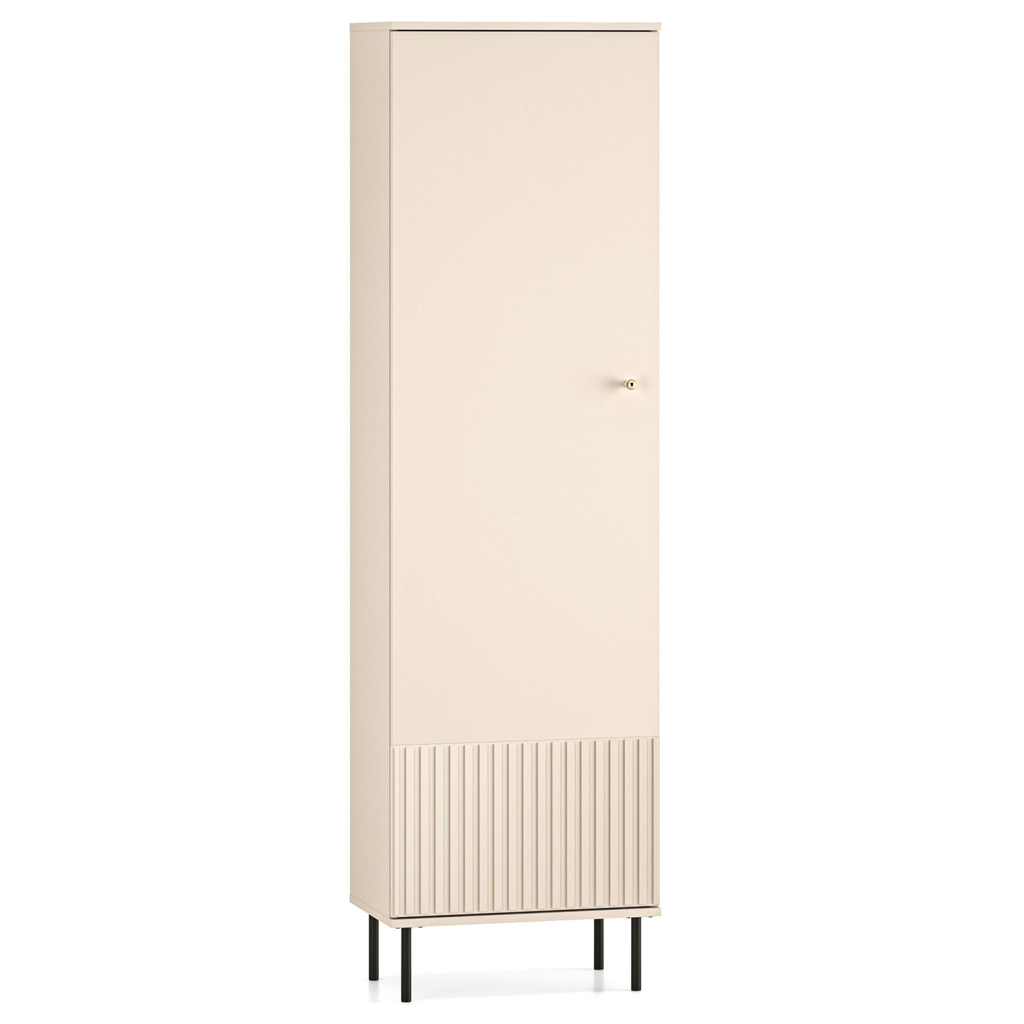 KLEIDERSCHRANK DROMA,Creme - Creme/Schwarz, Holzwerkstoff (55/190/34cm) - KONSIMO®
