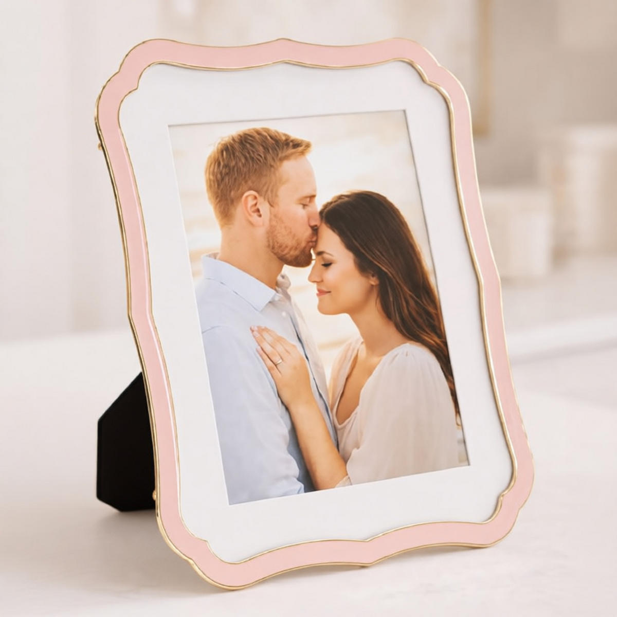 BILDERRAHMEN Margot, Fotoformat 20 x 25 cm, rosa und goldfarben, Zink und Glas, Rahmen 22,1 x 1,4 x 27,2 cm - Pink/Goldfarben, Glas/Metall (22.1/27.2/1.4cm) - Mauro Ferretti