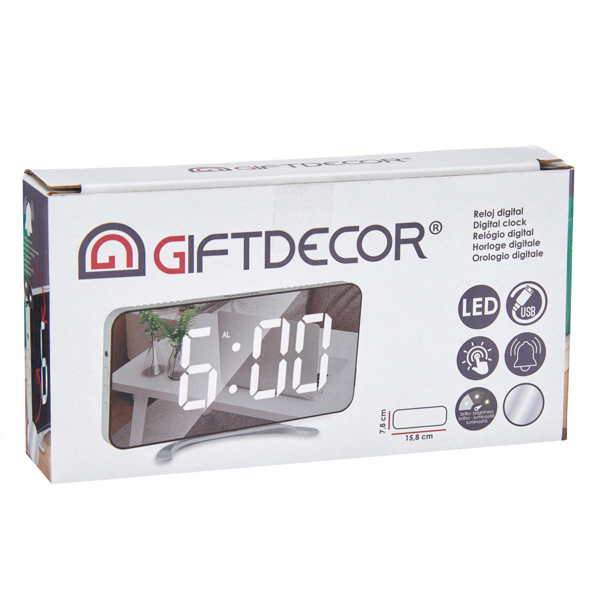 LED-WECKER Digital Easy - Weiß, Kunststoff (15.8/1.5/7.8cm) - Giftdecor