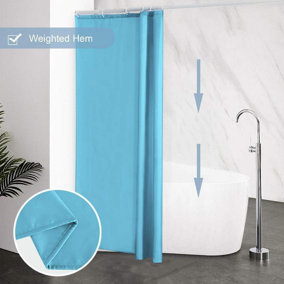 DUSCHVORHANG Aquamarine 85 x 180 cm - Türkis, Textil (85/180cm)