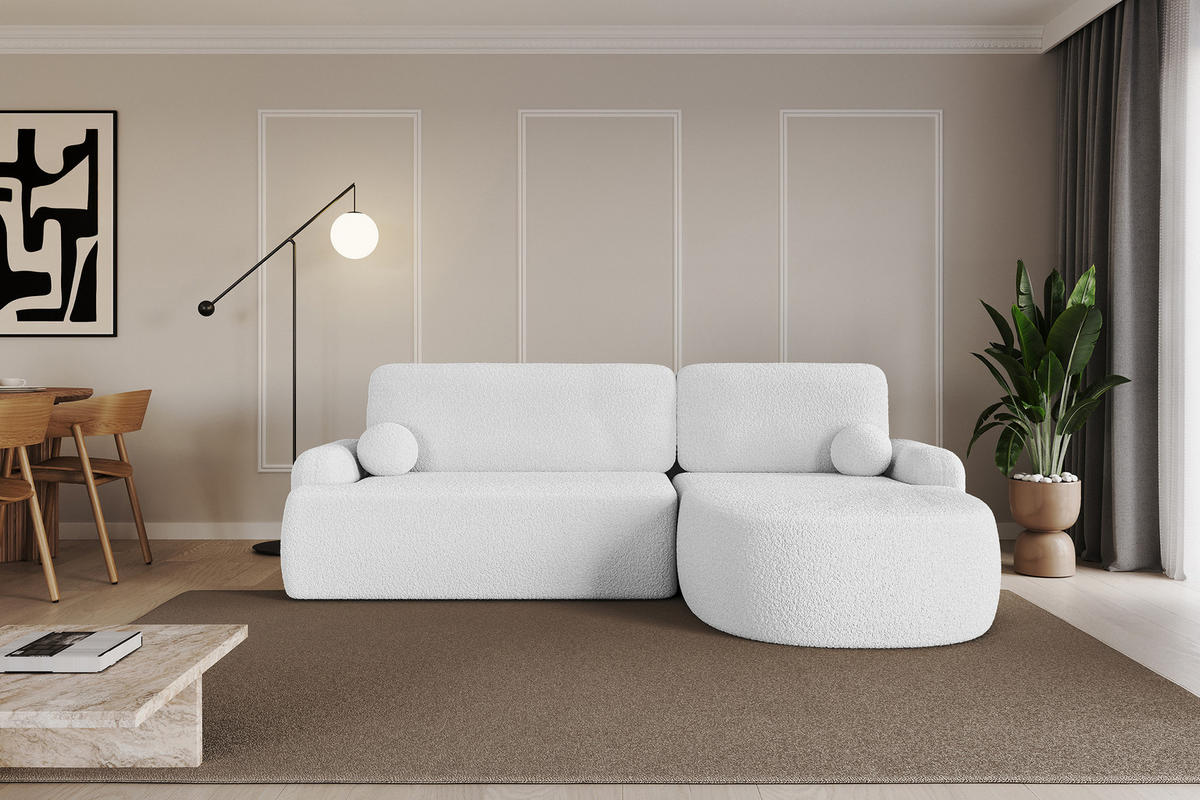 ECKSOFA mit Schlaffunktion und Bettkasten LIRA-L - 264x172x89 Weiß - Weiß, Holzwerkstoff/Textil (172/264cm) - ALTDECOR