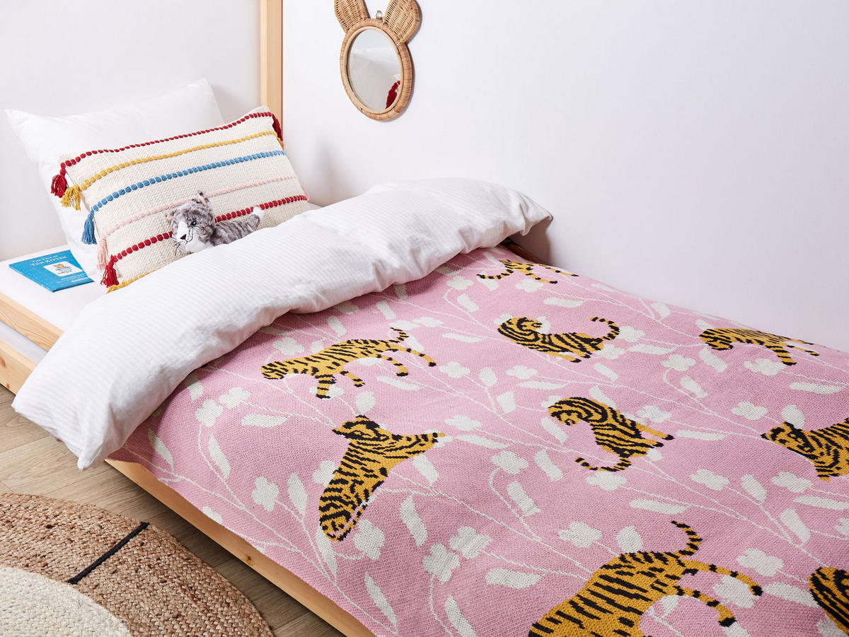 PŘIKRÝVKA Bavlna 130/170 cm Barevná Nerai - bílá/růžová, textil (130/170cm) - Beliani