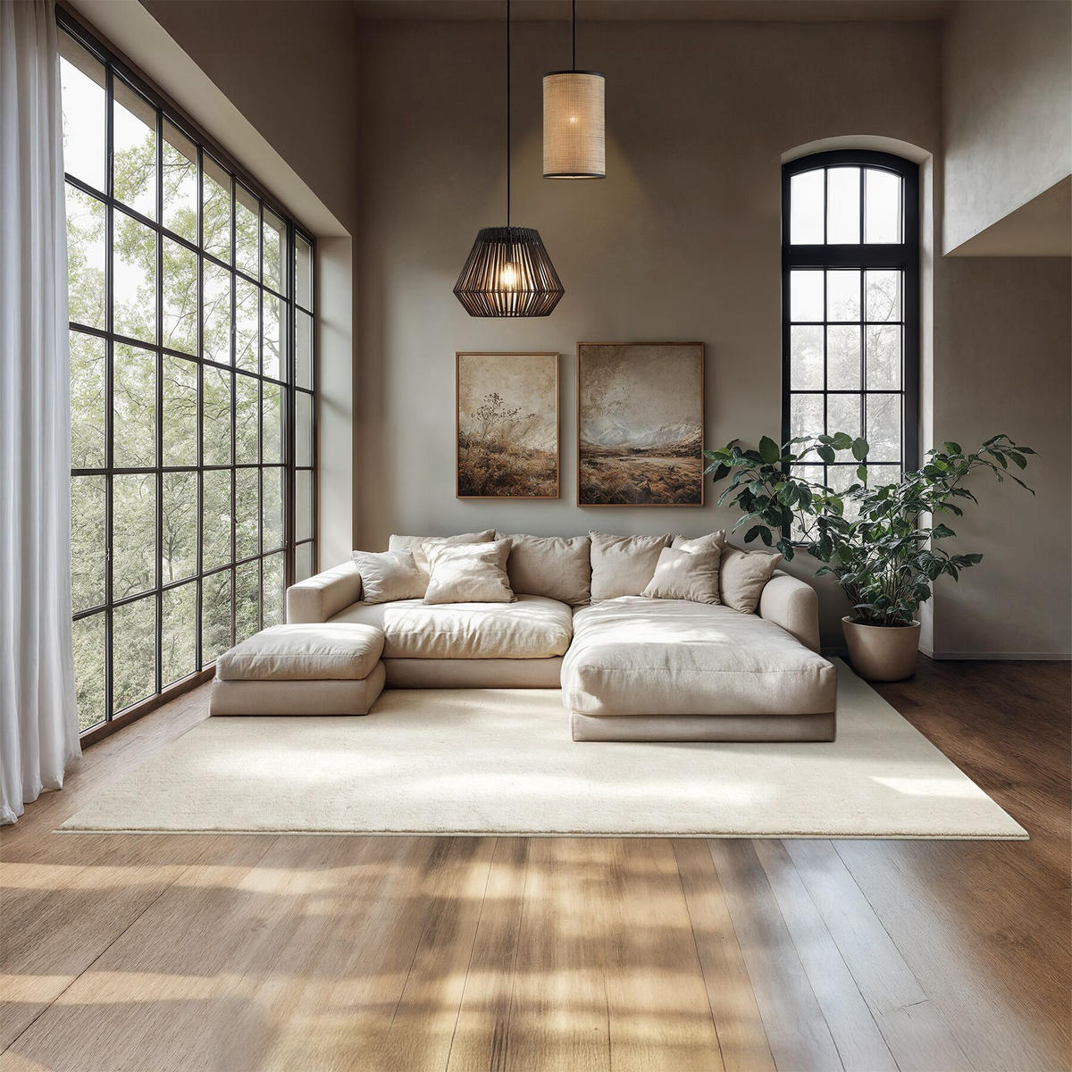KURZFLORTEPPICH Soft Zone,rutschfeste Unterseite,creme - Creme, Kunststoff (290/200cm) - tectake