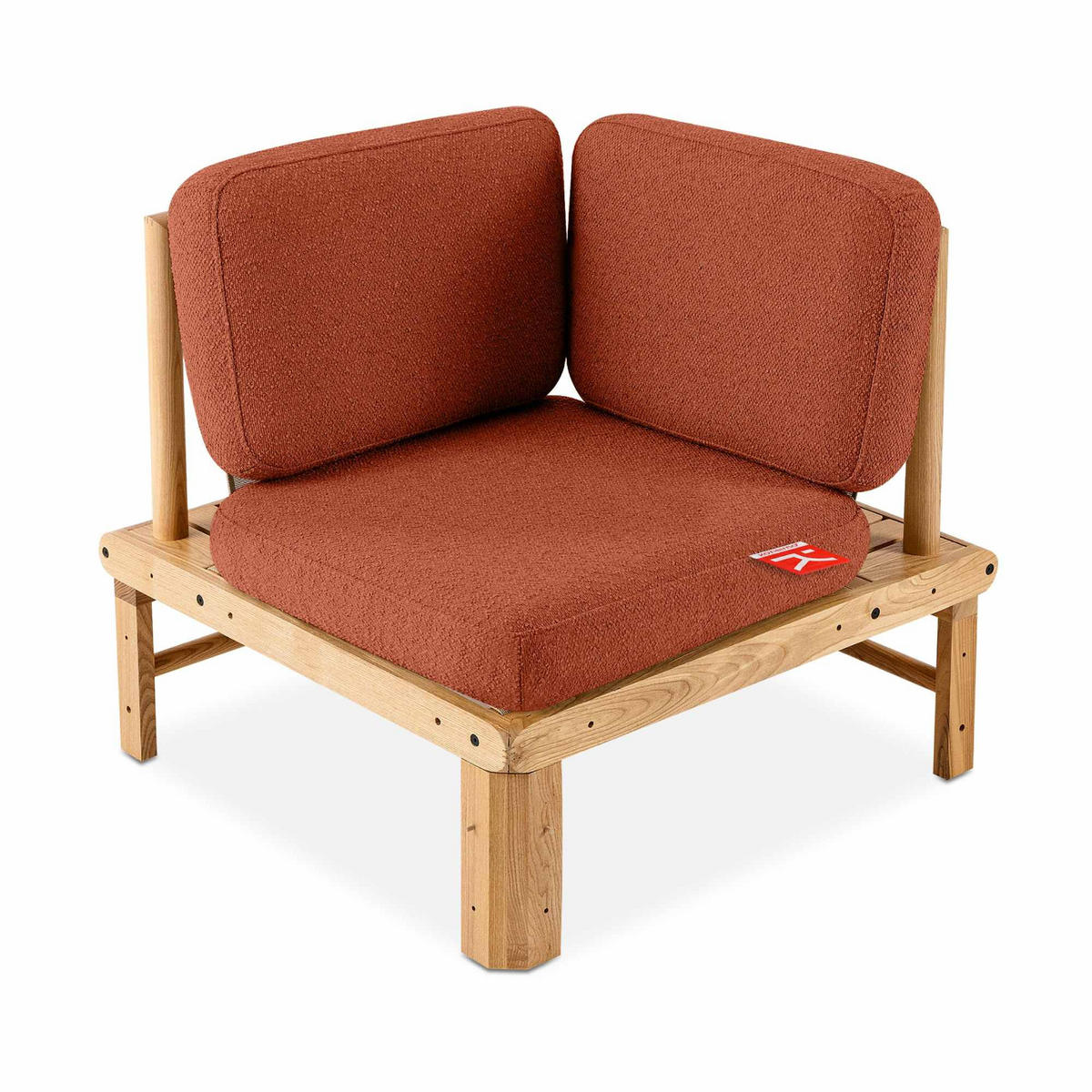 LOUNGESOFA ATREDA links - Orange, Holz/Textil (315/80/150cm) - KONSIMO®