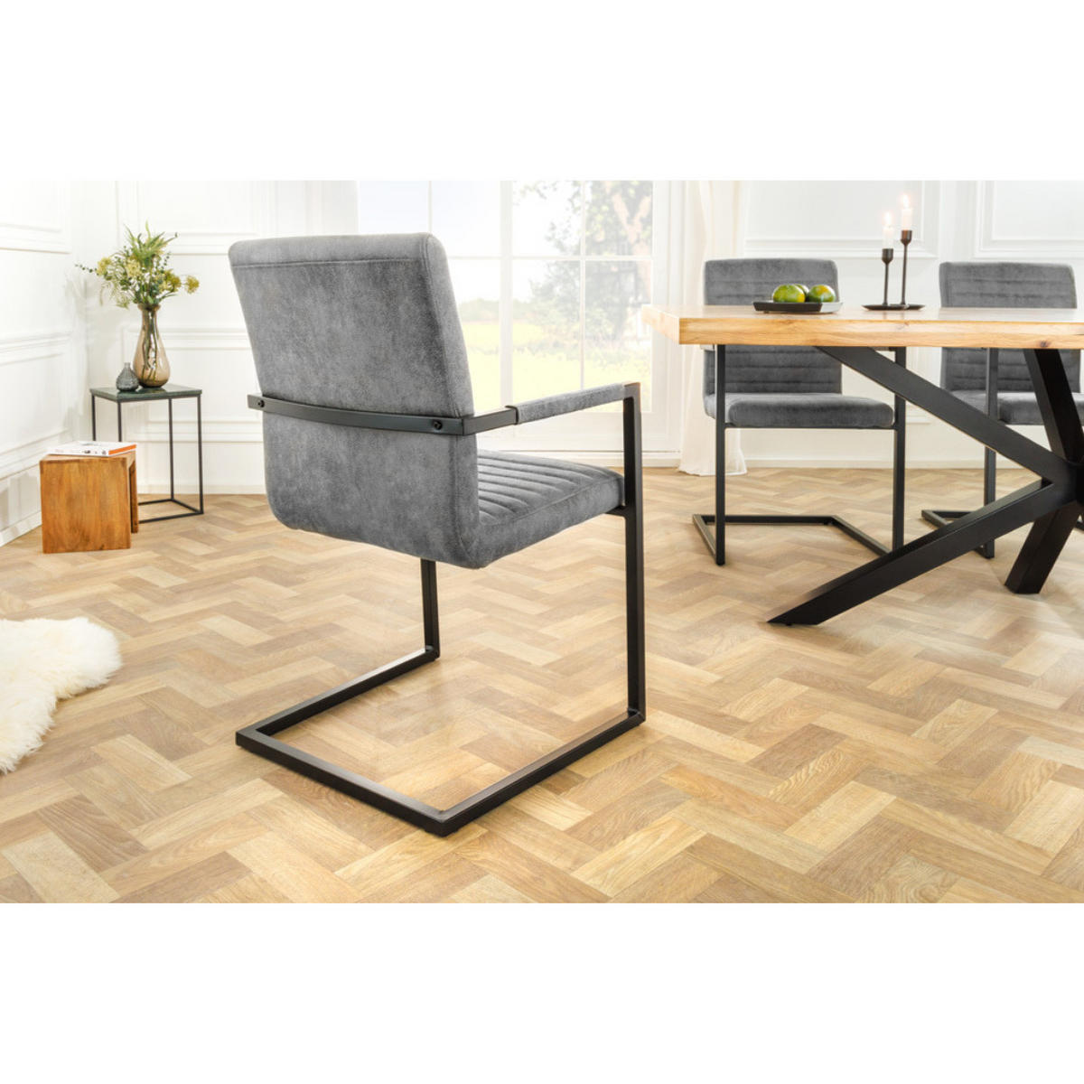 STUHL LOFT Microfaser Grau - Grau, Textil (54/91/55cm) - riess-ambiente