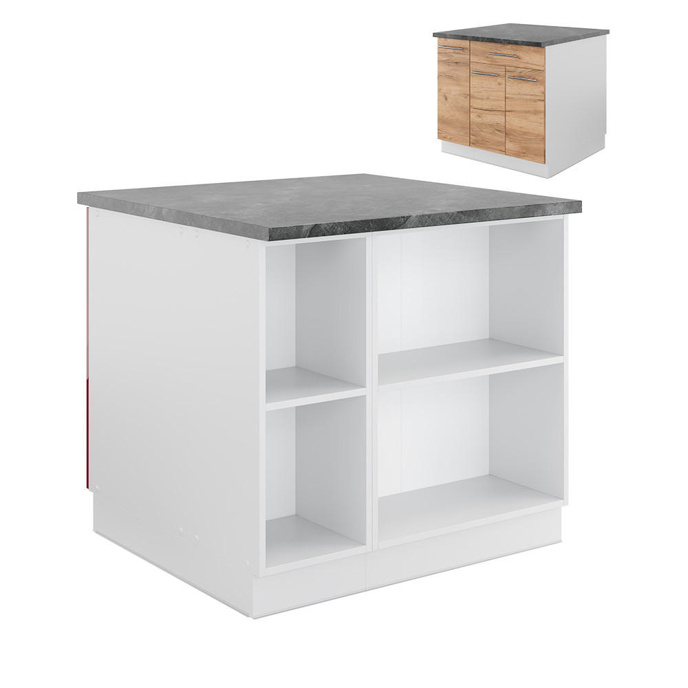 INSULA DE BUCĂTĂRIE Fame-Line Stejar Goldkraft/alb 90 cm cu sertar, fara blat