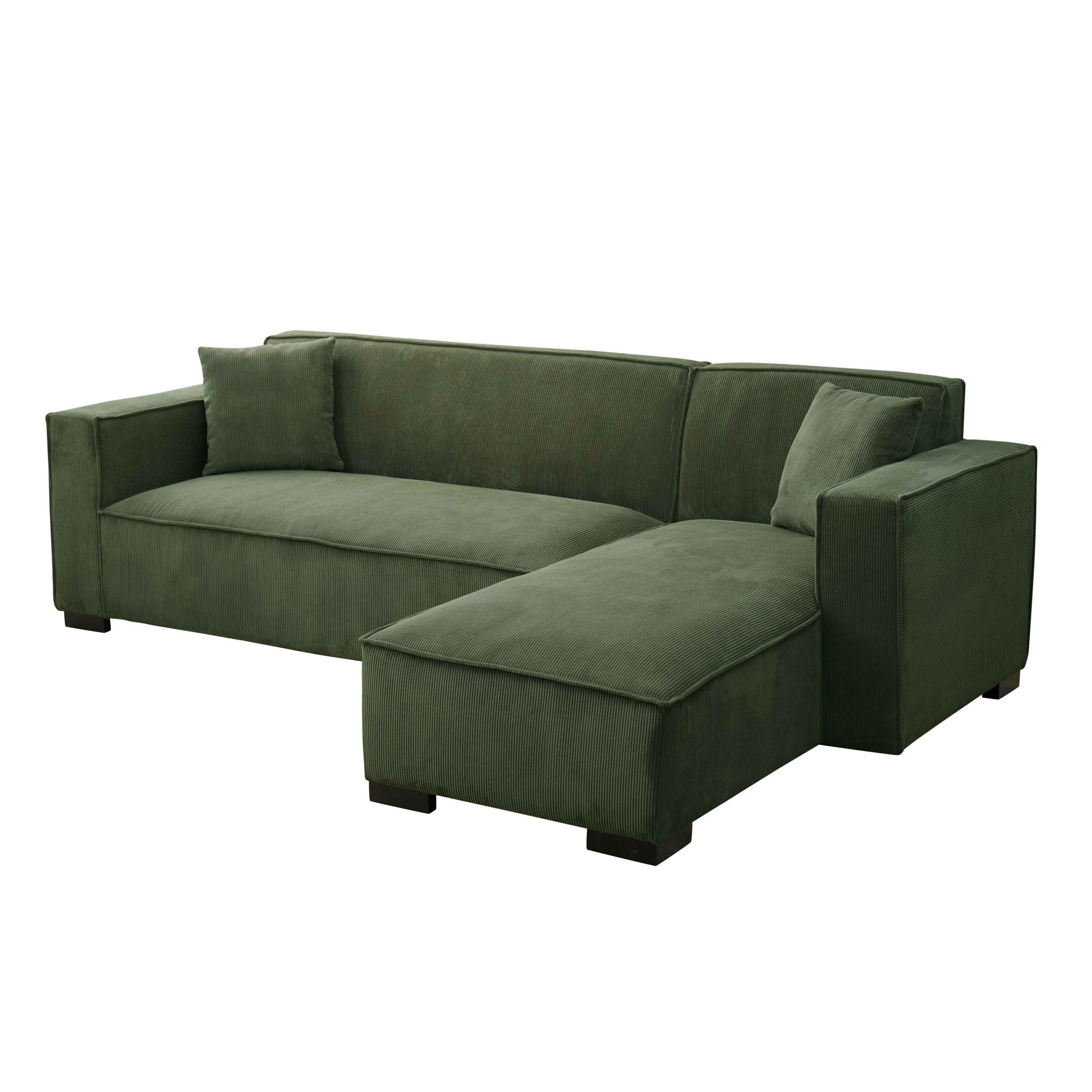 SOFA 3-Sitzer, Khakigrün - Grün, Textil (160/247cm) - Oviala