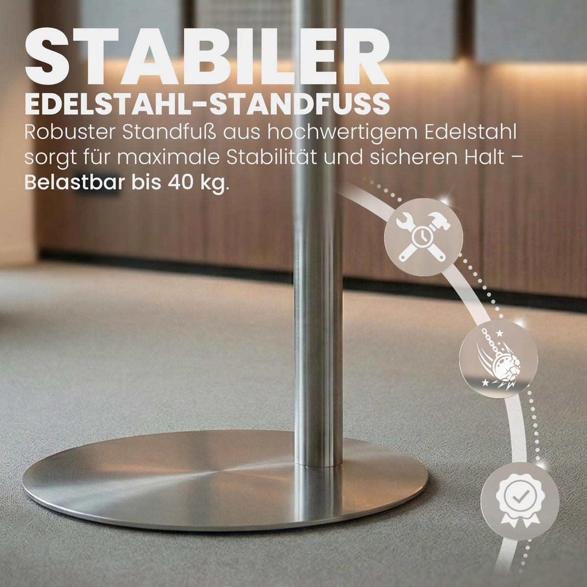 TV RACK Metall Edelstahl - Edelstahlfarben, Metall (64/100/53cm) - CLP