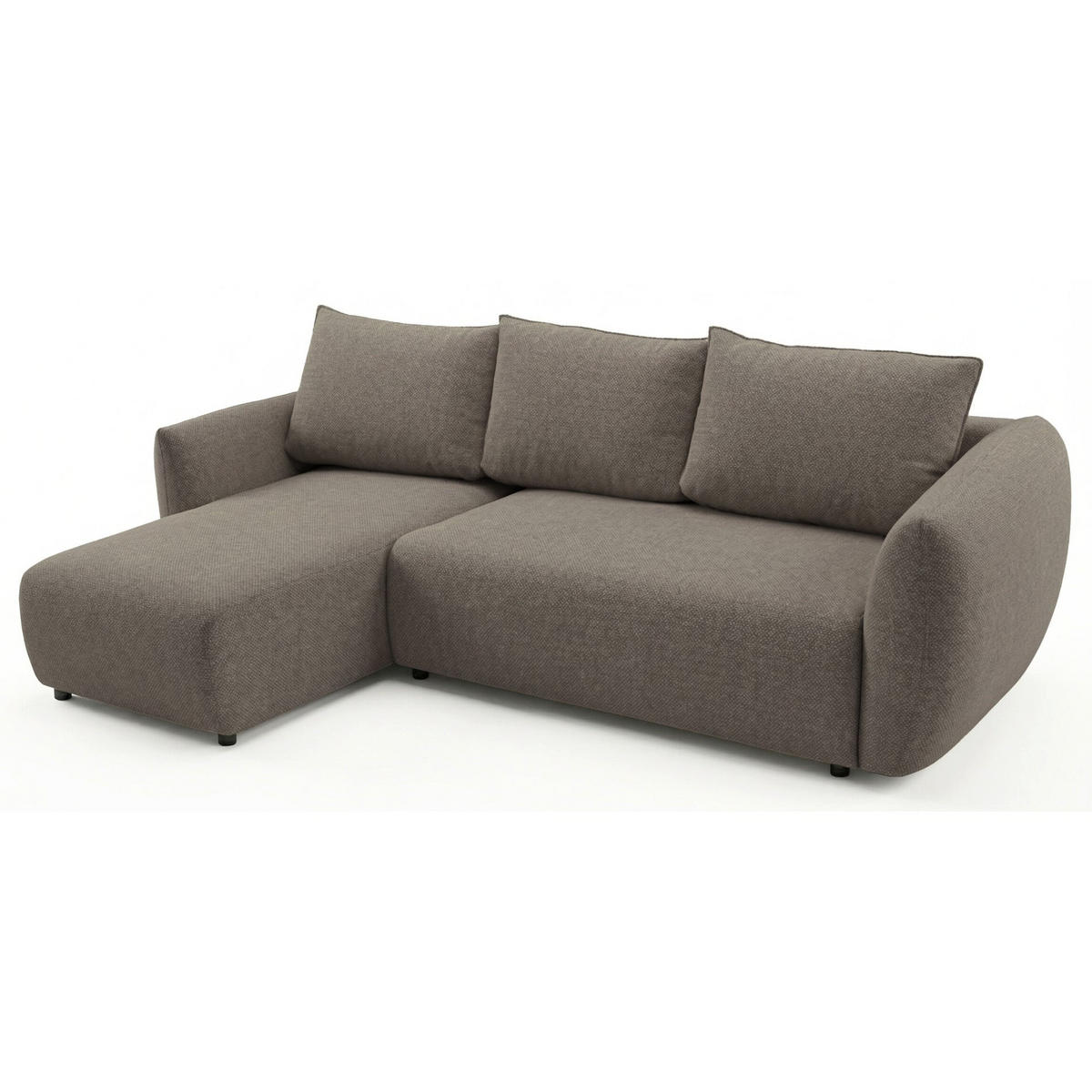 ROHOVÁ POHOVKA Zordo Světle hnědý žinylka levá se dvěma úložnými prostory - černá/světle hnědá, textil/plast (256/170cm) - Selsey