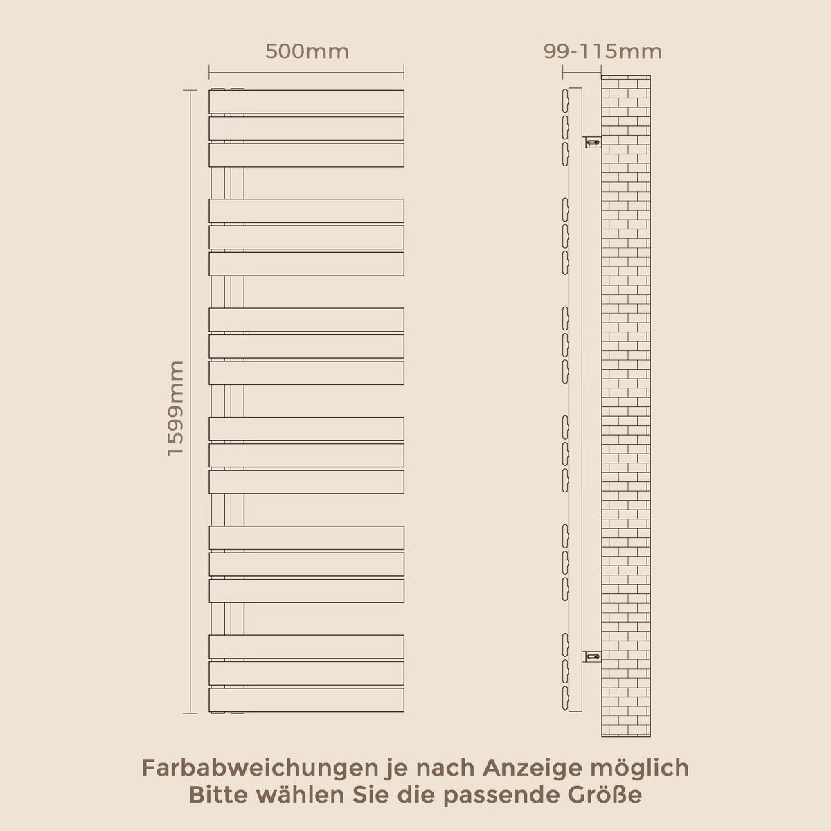 HEIZKÖRPER 159,9/50 cm Weiß aus Stahl 794 W Warmwasser mit Mittelanschluss G1/2" - Weiß, Metall (50/159.9/5.9cm) - S'AFIELINA