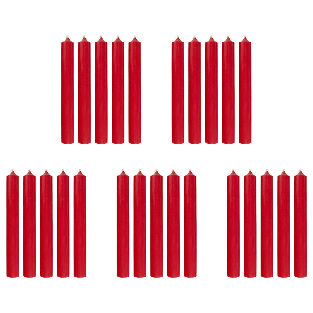 STABKERZE (25er Set) Rainbow - Rot, Paraffin (2.2/18/2.2cm) - Butlers