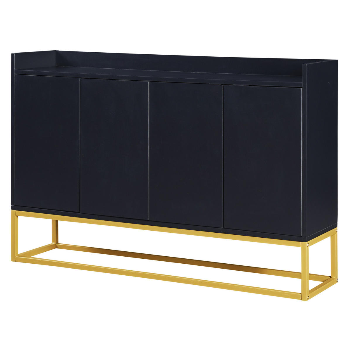 SIDEBOARD aus Spanplatte 120x30x80 cm Schwarz mit 4 Türen, verstellbaren Einlegeböden und Push-to-open - Schwarz, Holzwerkstoff (120/80/30cm) - Modfu