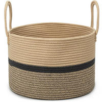 WÄSCHEKORB Baumwolle Seil geflochten 32L Ø40 x H25 cm 2 Griffe 3-farbig Braun - Multicolor, Naturmaterialien (40/25/40cm)