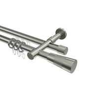RUNDROHR-INNENLAUF-GARDINENSTANGEN-SET Prestige Tanara 180 cm, 2-läufig, 20 mm Ø Edelstahl-Optik - Edelstahlfarben/Silberfarben, Metall (180cm) - INTERDECO
