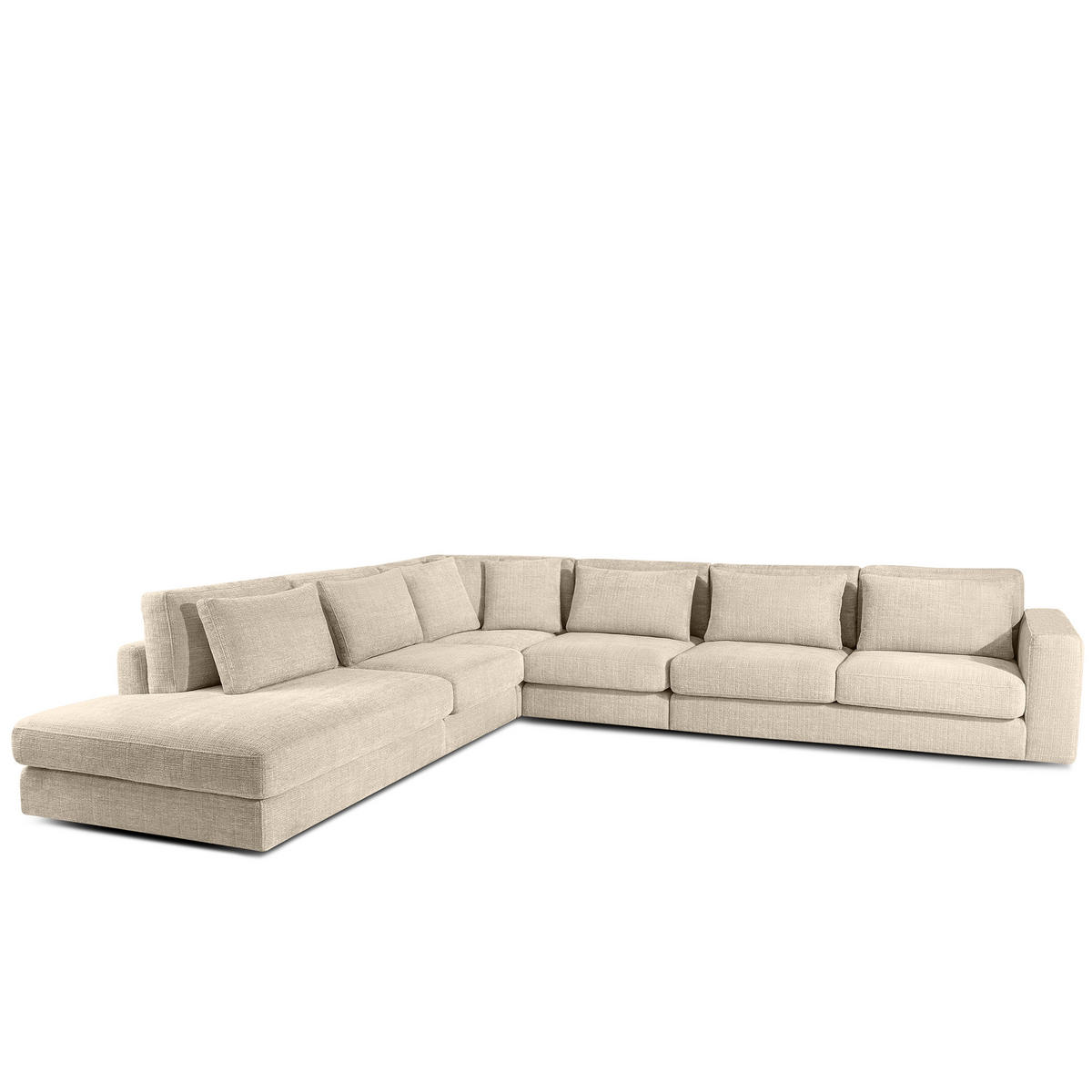 ECKSOFA XL links VERUS - Creme, Holz/Holzwerkstoff (377/328cm) - KONSIMO®
