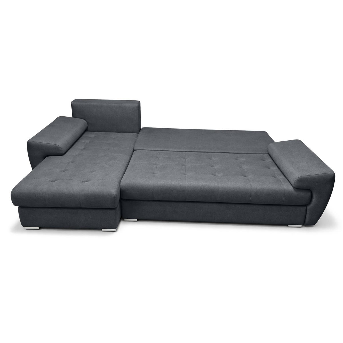 ECKSOFA L Form Manisa Dunkelgrau 234/145/83 cm Links mit Schlaffunktion - Dunkelgrau/Silberfarben, Kunststoff/Textil (145/234cm) - AX Living