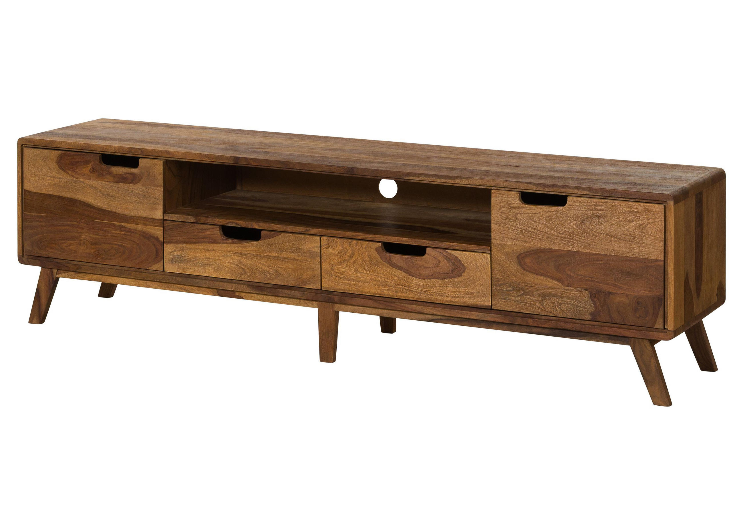 TV-BOARD Sheesham 180x40x48 natur sandgestrahlt lackiert MALMÖ 2 #221 - Naturfarben, Holz (180/48/40cm) - Massivmoebel24
